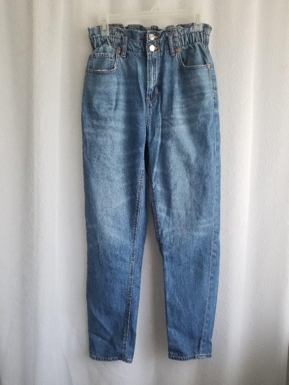 American Eagle Outfitters Jeans Denim Cinched Paperbag Waist Women's 4 Long
